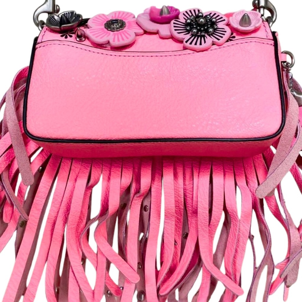 EUC Rare Coach 1941 Wild Tea Rose Pink Fringe Dinikier Bag - Picture 5 of 12